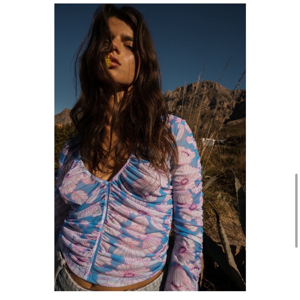 ZARA printed tulle shirt size small